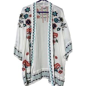 JW STYLE kimono size small/medium embroidered floral cover up summer beach wear